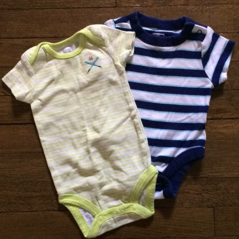 A set of multi colored onesies